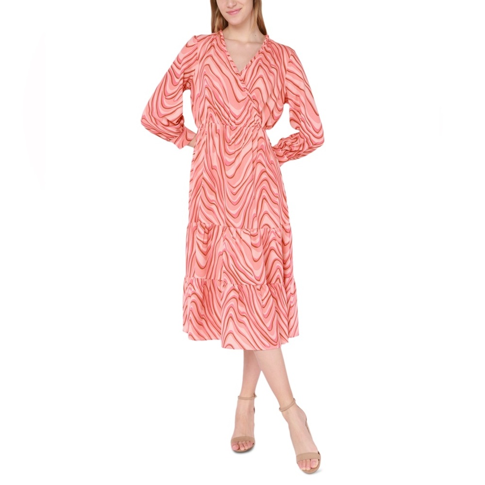 🙂 NWT Black Tape Pink Retro Swirl Tiered Maxi Dress - Plus Size 2X